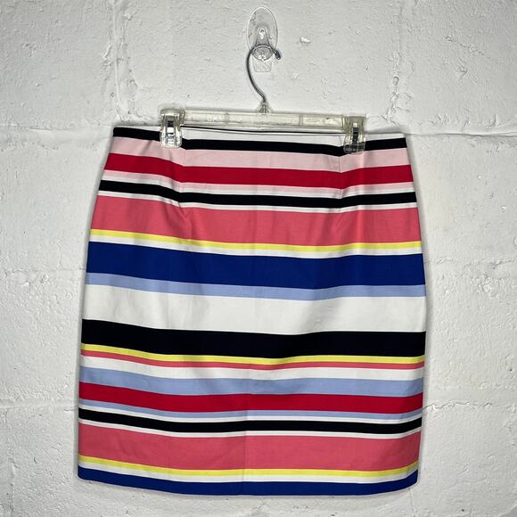 Talbots Women's Multicolor Striped  Mini Pencil  Lined Zipper Skirt 14 Petite - Picture 3 of 6